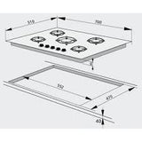 Amica PGCA7101APB Εστία Υγραερίου 70 cm