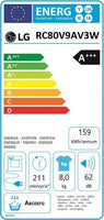 LG RC80V9AV3W Στεγνωτήριο Ρούχων 8 kg