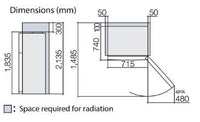 Hitachi R-V540PRU7BSL Δίπορτο Ψυγείο  183.5 x 71.5 cm, 450 l, A++ - www.cchelectro.com